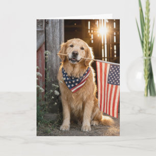 Golden Retriever 4th of July Card