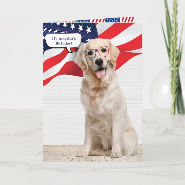 Golden Retriever 4th of July Card (Front)