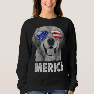 Golden Retriever 4th Of July Merica American Flag  Sweatshirt