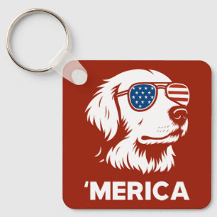 Golden Retriever 4th Of July Merica Keychain
