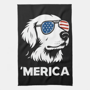 Golden Retriever 4th Of July Merica Kitchen Towel