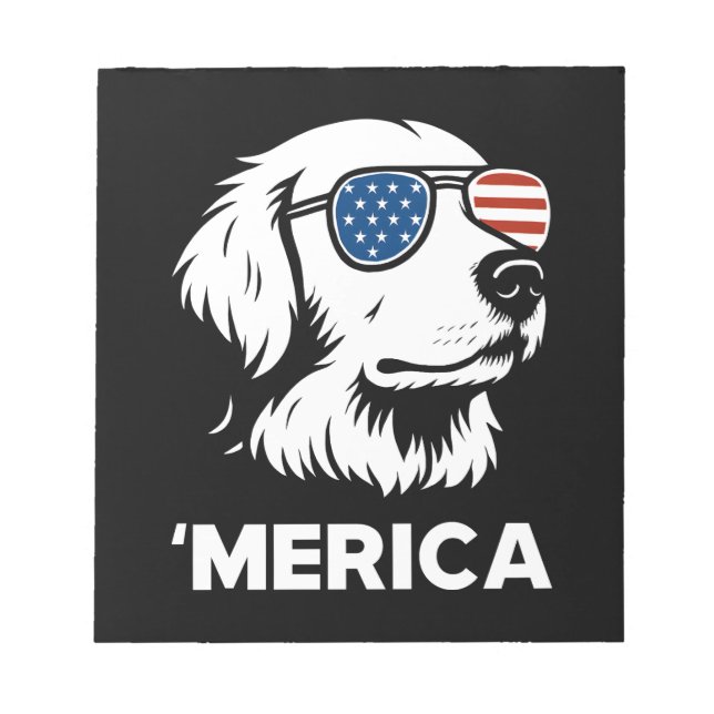 Golden Retriever 4th Of July Merica Notepad (Front)
