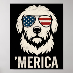 Golden Retriever 4th Of July Merica Patriotic Amer Poster