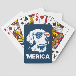 Golden Retriever 4th Of July Merica Playing Cards