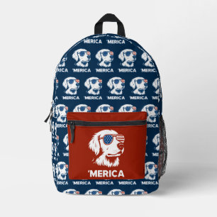 Golden Retriever 4th Of July Merica Printed Backpack