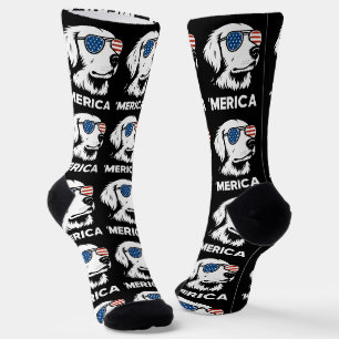 Golden Retriever 4th Of July Merica Socks