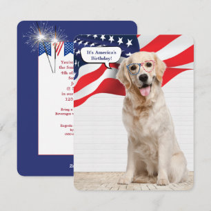 Golden Retriever 4th of July Party Holiday Card