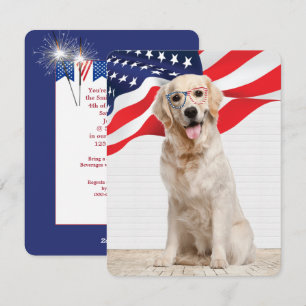 Golden Retriever 4th of July Party Holiday Card