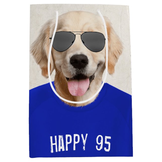 Golden Retriever 95th Birthday Medium Cadeau sac (Devant)