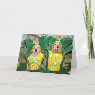 Golden Retriever A-Maize-Ing Corn Thanksgiving Card