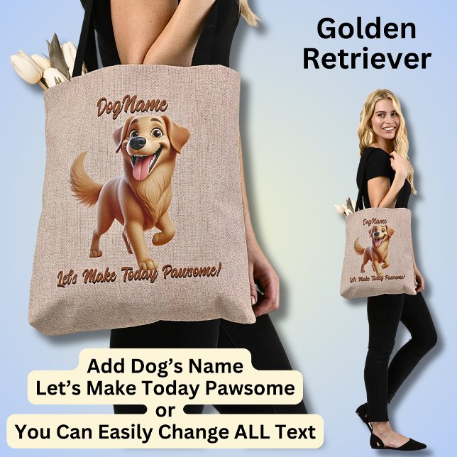 Golden Retriever - Add Dog's Name, Change Text Tote Bag (Creator Uploaded)