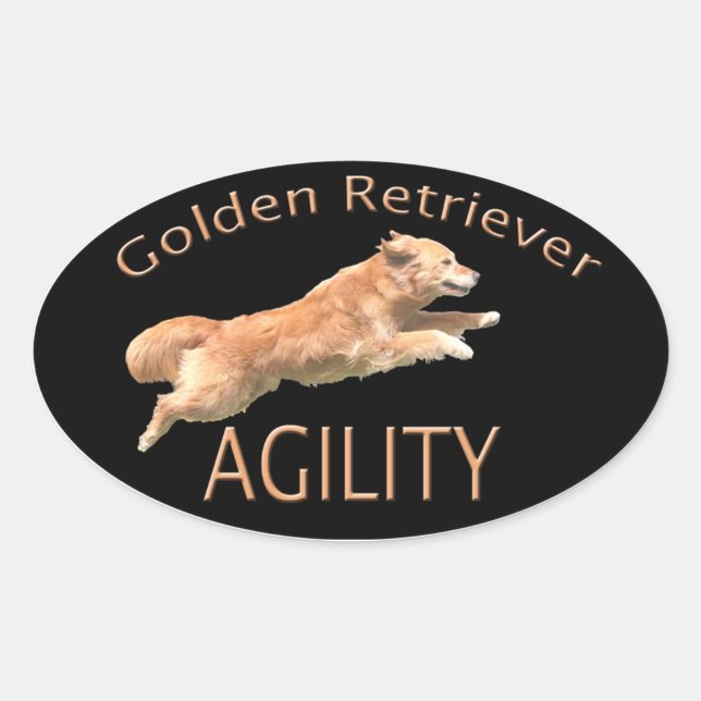 Golden Retriever Agility Decal Oval Sticker (Front)