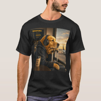 Golden Retriever Airport Travel Coffee Funny Dog T-Shirt