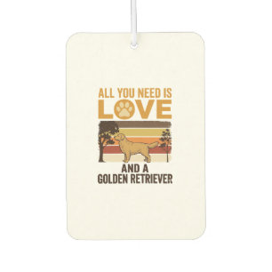 Golden Retriever All You Need Is Love Vintage Desi Air Freshener