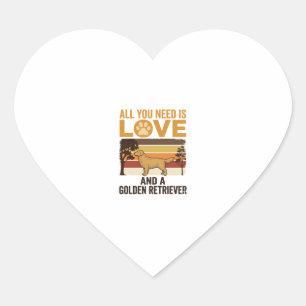 Golden Retriever All You Need Is Love Vintage Desi Heart Sticker