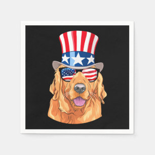 Golden Retriever America 4th of July USA Flag Napkin
