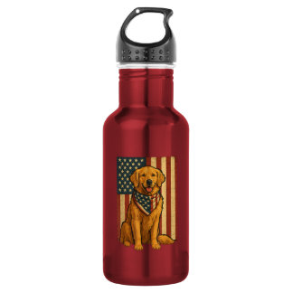 Golden Retriever American Flag 532 Ml Water Bottle