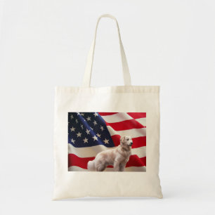 Golden Retriever American Flag Tote Bag