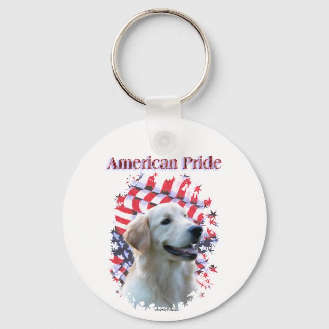Golden Retriever American Pride Keychain (Front)