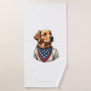 Golden Retriever Americana Vintage Engraved Shirt Bath Towel