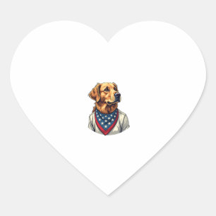 Golden Retriever Americana Vintage Engraved Shirt Heart Sticker