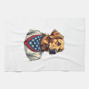 Golden Retriever Americana Vintage Engraved Shirt Kitchen Towel