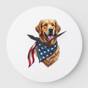 Golden Retriever Americana Vintage Engraved Shirt  Large Clock