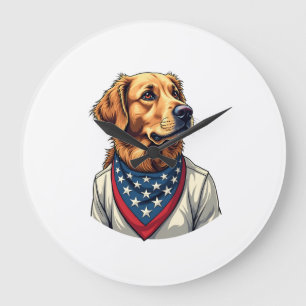 Golden Retriever Americana Vintage Engraved Shirt Large Clock
