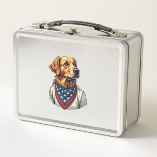 Golden Retriever Americana Vintage Engraved Shirt Metal Lunch Box