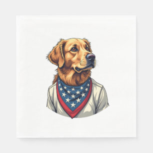 Golden Retriever Americana Vintage Engraved Shirt Napkin