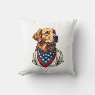 Golden Retriever Americana Vintage Engraved Shirt Throw Pillow