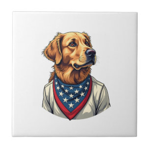 Golden Retriever Americana Vintage Engraved Shirt Tile