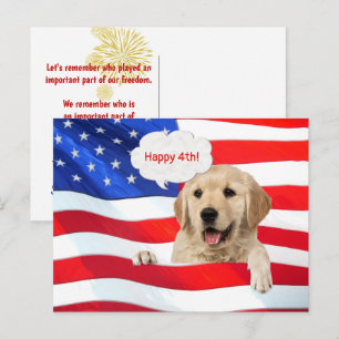 Golden Retriever And American Flag Thank You Postcard