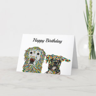 Golden Retriever and Boxer Birthday Card