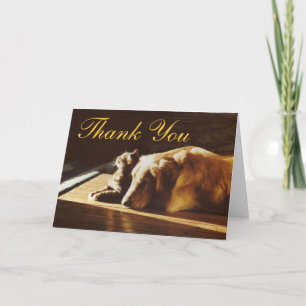 Golden Retriever and Cat Thank You Card