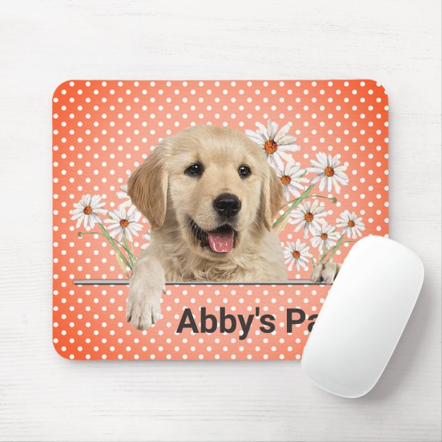 Golden Retriever and Daisies  Mouse Pad (With Mouse)