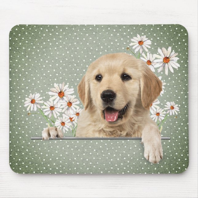 Golden Retriever and Daisies  Mouse Pad (Front)