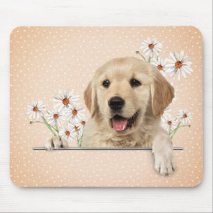 Golden Retriever and Daisies   Mouse Pad