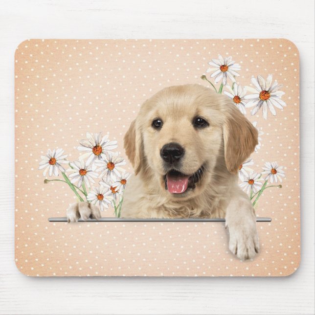 Golden Retriever and Daisies   Mouse Pad (Front)