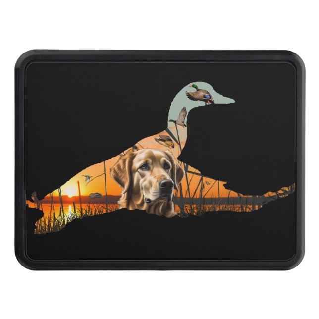 Golden Retriever and Mallard Trailer Hitch Cover (Front)