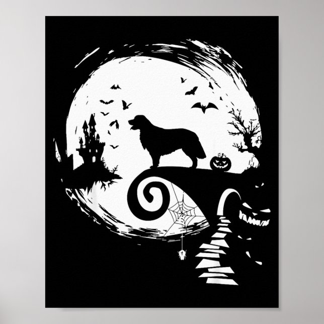 Golden Retriever And Moon Halloween Costume Dog Lo Poster (Front)
