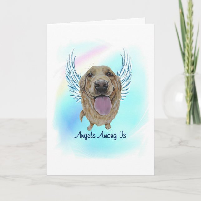 Golden Retriever Angel Dog Pet Loss Card (Front)