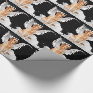 Golden Retriever Angel Dog with Halo and Wings Wrapping Paper