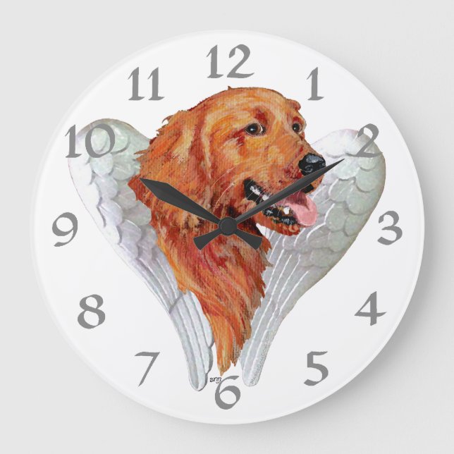 Golden Retriever Angel Large Clock (Front)