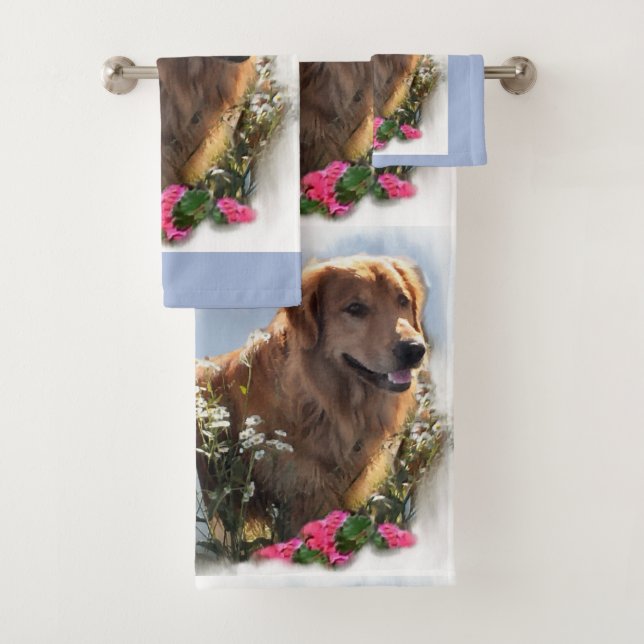 Golden Retriever Art Bath Towel Set (Insitu)