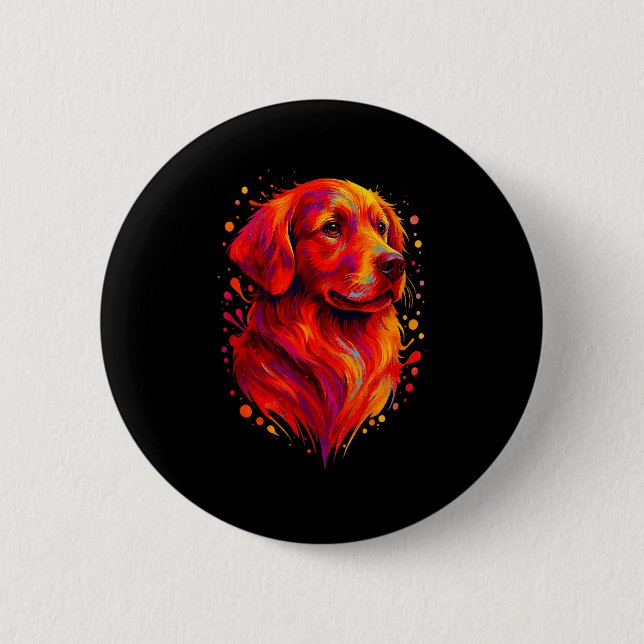 Golden Retriever Art Rtrait For Dog Owners  2 Inch Round Button (Front)