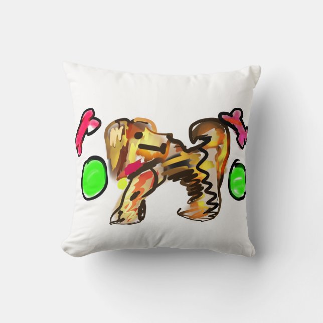 Golden retriever art throw pillow (Front)