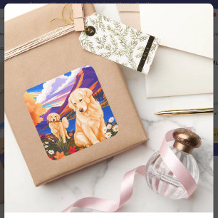 Golden Retriever • ArtMuse  Square Sticker