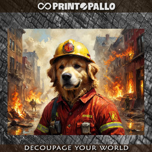 Golden Retriever as Firfighter - Tissue Paper