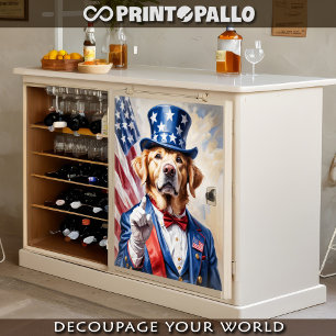 Golden Retriever as Uncle Sam with USA flag -  Tissue Paper